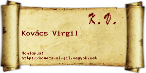 Kovács Virgil névjegykártya